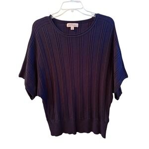 Philosophy Republic Clothing Navy Blue Ribbed Batwing Short Sleeve Sweater XL
